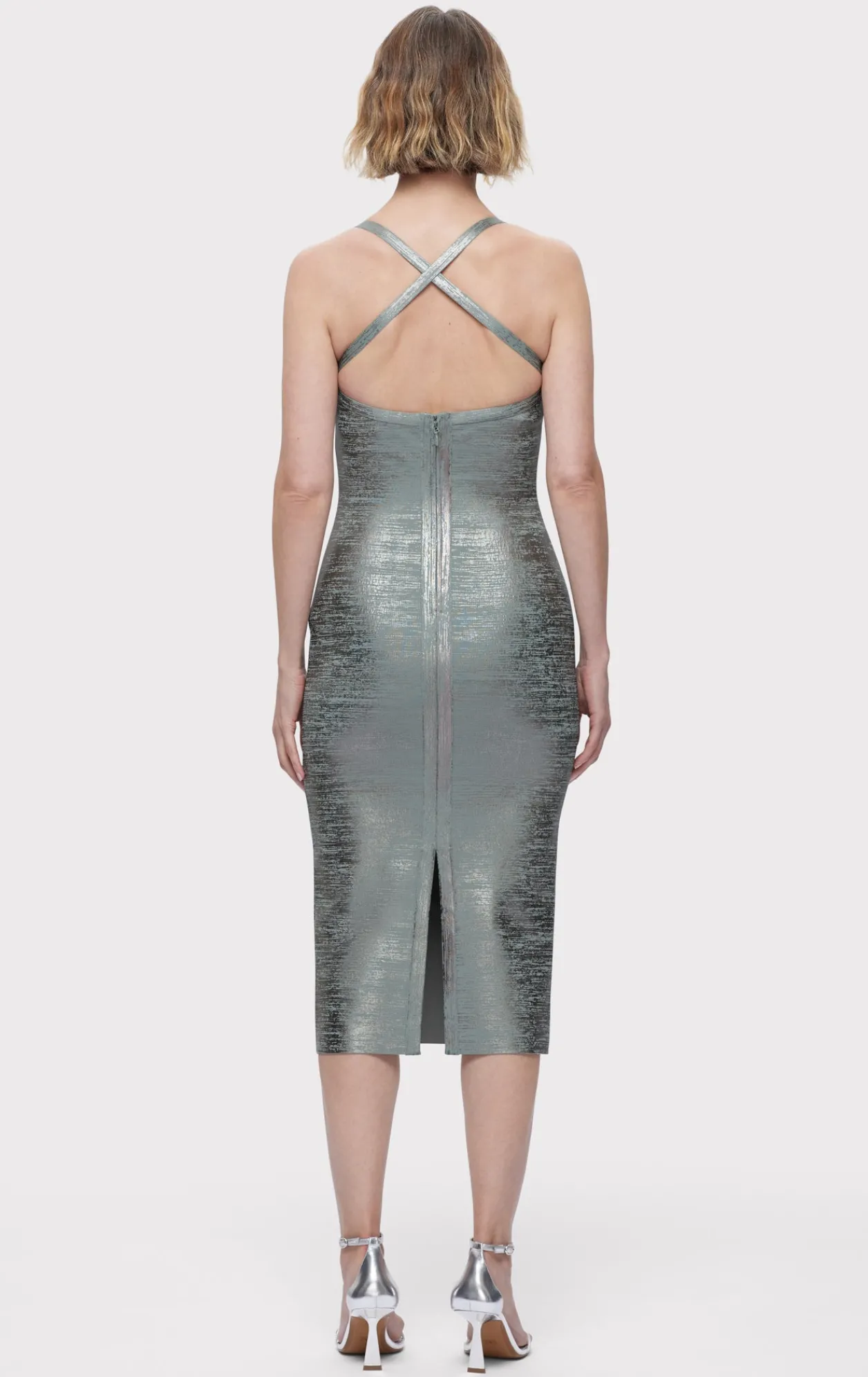 Dresses-Hervé Léger THE ZOEY DRESS SMOKE FOIL