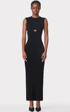 Dresses|Gowns-Hervé Léger VARIEGATED RIB CAP GOWN BLACK