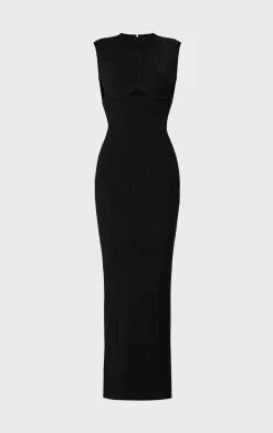 Dresses|Gowns-Hervé Léger VARIEGATED RIB CAP GOWN BLACK