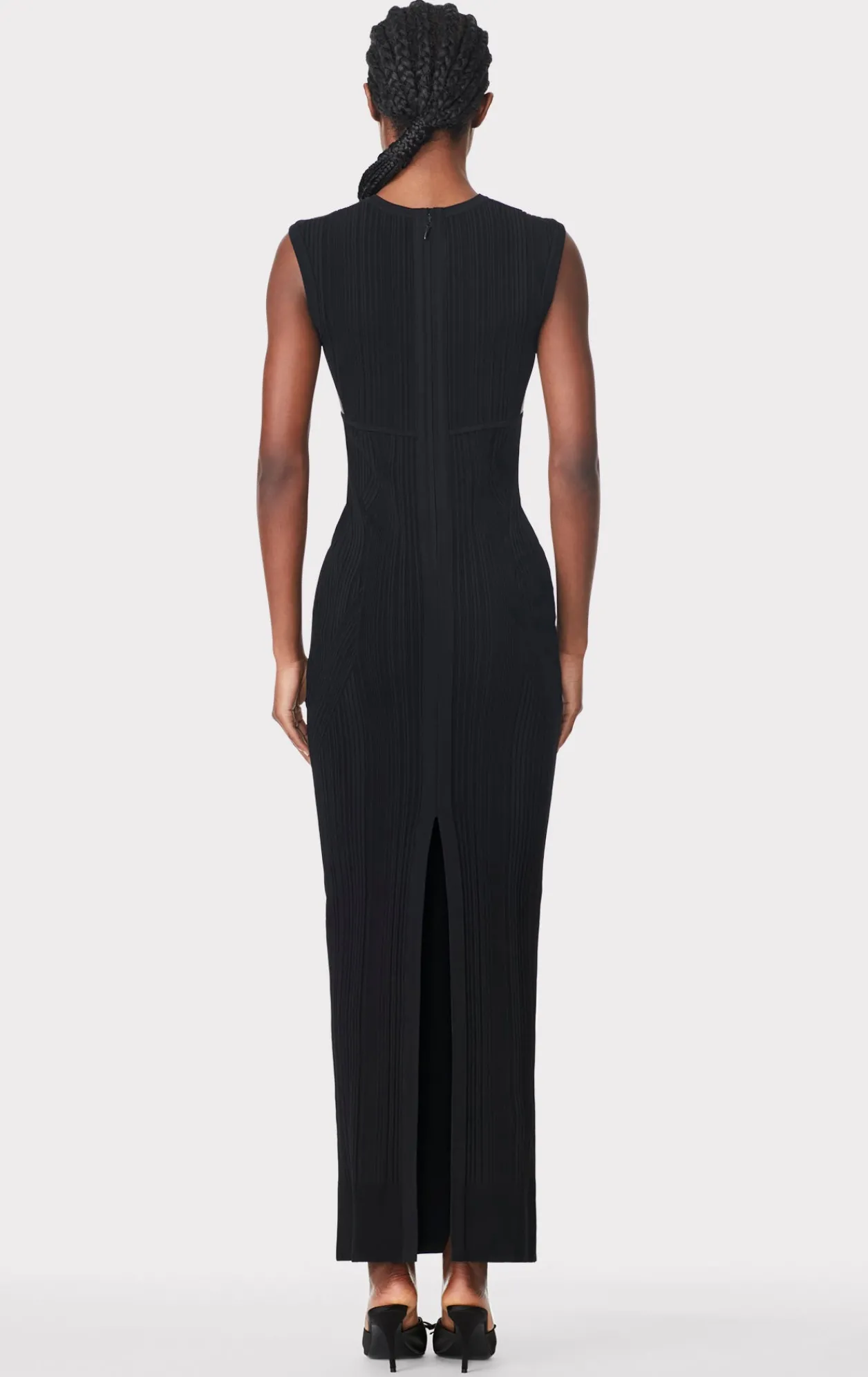 Dresses|Gowns-Hervé Léger VARIEGATED RIB CAP GOWN BLACK